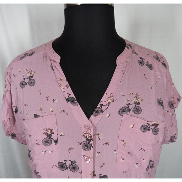 Torrid Women's Pink Bicycle Floral Print Dolman Sleeve Challis Blouse Plus 1X - Picture 4 of 14